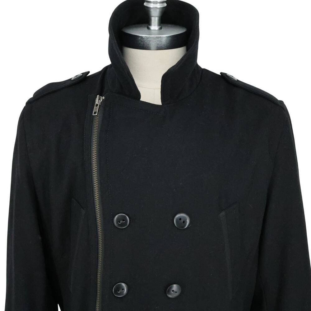 Calvin Klein Jeans Coat Jacket Mens XL Black Wool Blend Double Breasted Full Zip - Picture 9 of 16